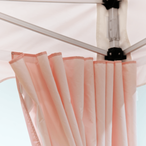 10×10 Tent with Scalloped Valances and Curtains
