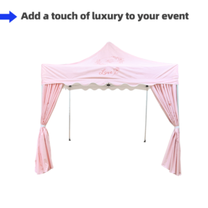 10×10 Tent with Scalloped Valances and Curtains