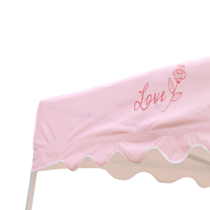 10×10 Tent with Scalloped Valances and Curtains