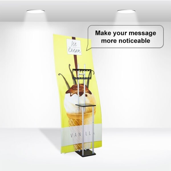 S Shaped Banner Stand With Display Shelves - Image 6