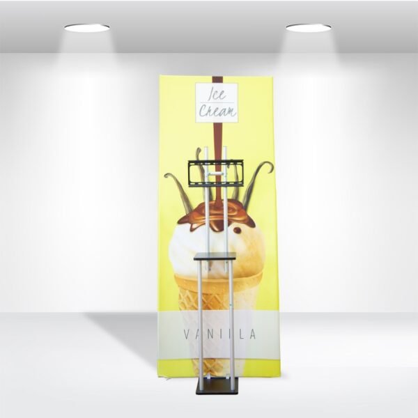 S Shaped Banner Stand With Display Shelves - Image 2